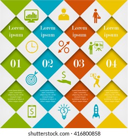 Abstract digital squares infographic template. Diamond vector illustration can be used for workflow layout, number options, web design. Business concept with 4 options, parts, steps or processes