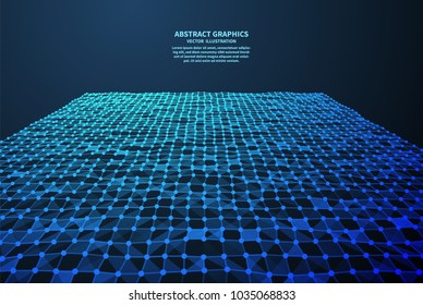 Abstract digital surface, vector illustration. Network connections with points and lines. Abstract technology background.