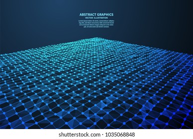 Abstract digital surface, vector illustration. Network connections with points and lines. Abstract technology background.