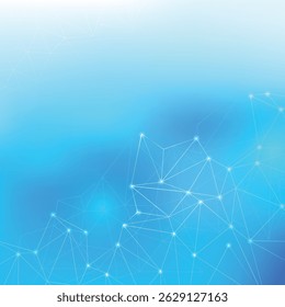 Abstract digital tech background with glowing lines and nodes on blue gradient backdrop..