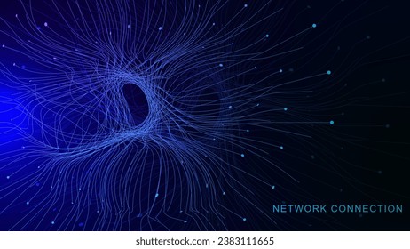 Abstract digital tech and network connection or communication technology concept. Big data visualization. Vector illustration.