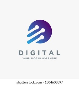 Abstract digital techie logo icon vector template on white background