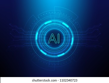 Abstract digital and technology background. AI(Artificial Intelligence) wording with the circuit design.