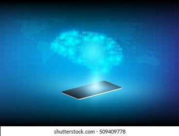 Abstract digital and technology background. Artificial Intelligence with smartphone.