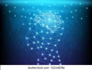 Abstract digital and technology background. Artificial Intelligence with neural deep learning network.