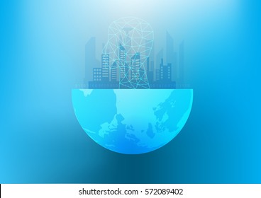 Abstract digital and technology background. Artificial Intelligence with real estate that can used to present industry 4.0. Vector illustration.