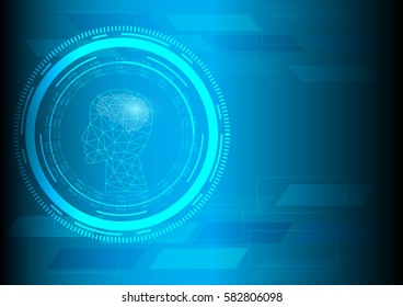 Abstract digital and technology background. Artificial Intelligence with futuristic transferring information.