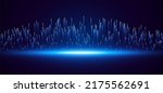 Abstract Digital Technology Background. Blue Light Effects. Digital Equalizer Sound Wave Visualization. Lights Flying Up. Vector for Your Graphic Design.