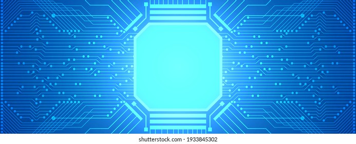 Abstract Digital Technology Background, blue circuit board pattern, microchip, power line