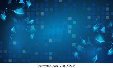 Abstract digital technology background. Blue tech and geometry light business vector.