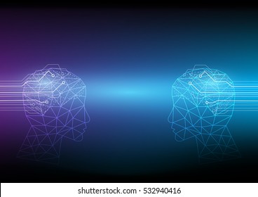 Abstract digital and technology background. The communication between two sides of the Artificial Intelligence.