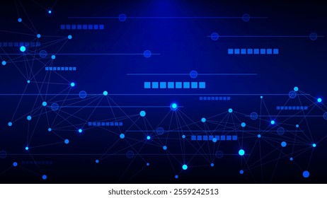 Abstract digital technology background with connecting points and lines, symbolizing fast digital network connection and communication concept backdrop. Vector illustration