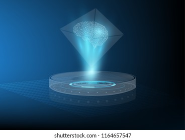 Abstract digital and technology background. Crystal display of an Artificial Intelligence.