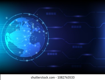 Abstract digital and technology background. The futuristic of world communication. Innovative and Resolution concept.