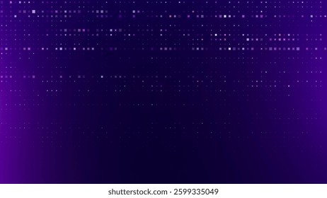 Abstract Digital Technology Background. Futuristic Pixel Square Pattern with Glowing Lights and Data Effect. Perfect for Tech, Science, Gaming, Music, and AI Presentations. Vector Illustration.