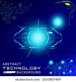 Abstract digital technology background with futuristic cyber eye screen interface