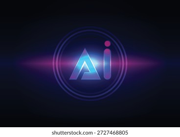 Fondo Abstractas de la tecnología digital con el telón de fondo futurista del círculo de la IA y los Elementos brillantes de la red neuronal para el Diseño gráfico.