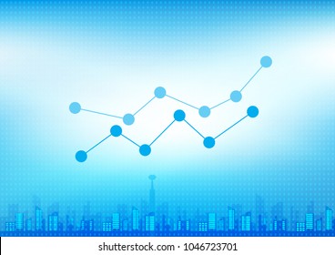 Abstract digital and technology background. Graph and City represents Trends and Data that can used for business presentation.