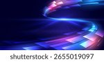 Abstract digital technology background. Innovation high-tech future, network connection, speed movement, communication, big data, data transfer, Network, cyber light trails.