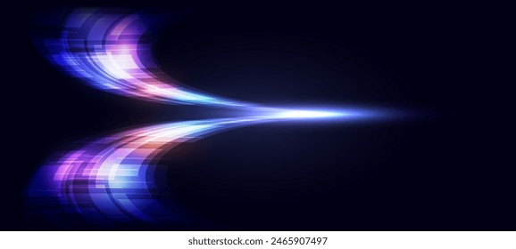 Abstract digital technology background. Innovation high-tech future, network connection, speed movement, AI, metaverse, communication, big data, data transfer, Network, cyber light trails.