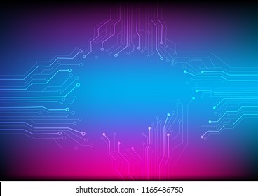 Abstract digital and technology background. Line circuit with colorful and sci-fi template.