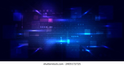Abstract digital technology background. Modern high-tech innovation future background, Network connection, binary code, AI, communication, big data. Pattern for banner, poster, website. Vector eps10.