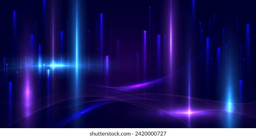 Abstract digital technology background. Modern high-tech innovation future concept, big data, network connection, AI, communication. Pattern for banner, poster, website. Vector eps10.