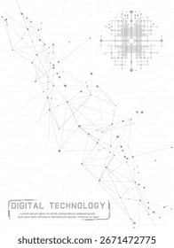 Tecnologia digital abstrata Fundo moderno cinza e branco Design.