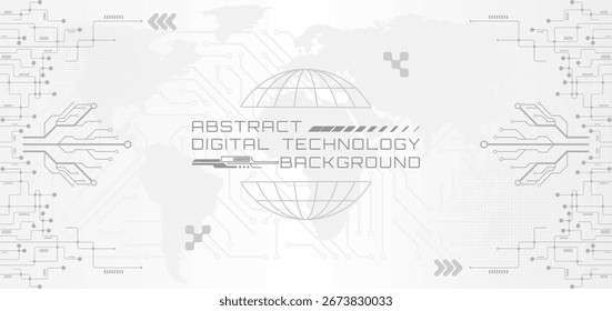 Abstract Digital Technology Background Modern Gray and White Design.