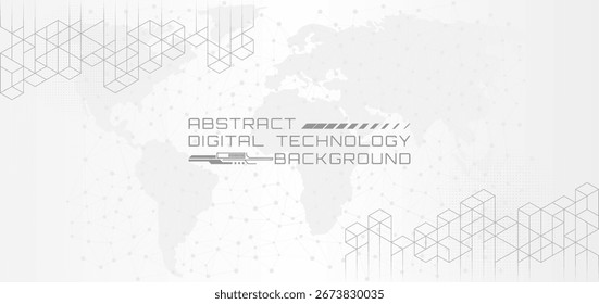 Fondo de Tecnología digital Abstractas Diseño moderno gris y blanco.