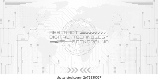Tecnologia digital abstrata Fundo moderno cinza e branco Design.