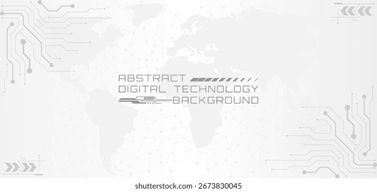 Abstract Digital Technology Background Modern Gray and White Design.