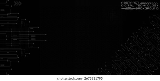 Tecnologia digital abstrata Fundo moderno cinza e preto Design. Banner de fundo abstrato tecnologia futurista.