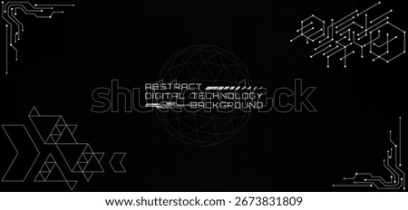 Abstract Digital Technology Background Modern Gray and Black Design. Futuristic Tech Abstract Background Banner.