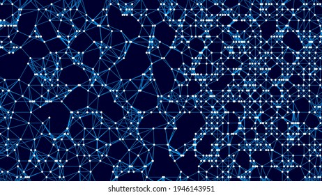 Abstract digital technology background of points and lines. Computer matrix. Glowing plexus. Big data. Futuristic science cyber background of particles. Network or connection. Vector illustration.