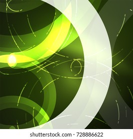 Abstract digital technology background, round shape with glowing effects on dark space