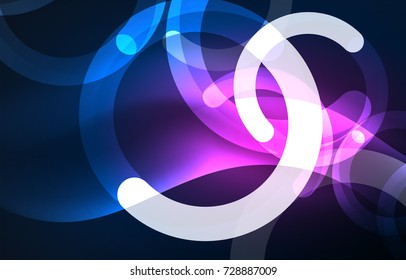 Abstract digital technology background, round shape with glowing effects on dark space