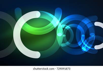 Abstract digital technology background, round shape with glowing effects on dark space