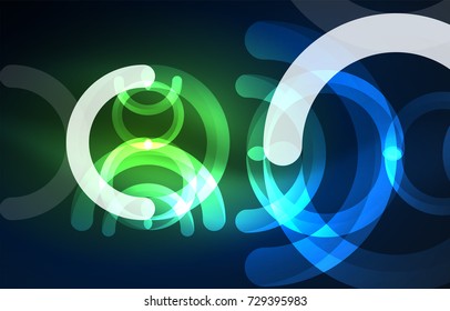 Abstract digital technology background, round shape with glowing effects on dark space
