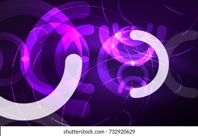 Abstract digital technology background, round shape with glowing effects on dark space