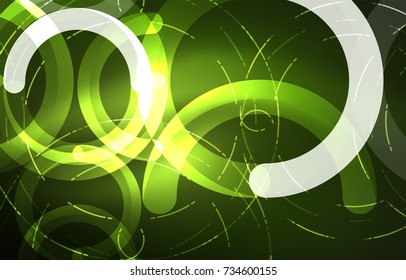 Abstract digital technology background, round shape with glowing effects on dark space