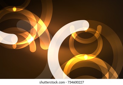 Abstract digital technology background, round shape with glowing effects on dark space
