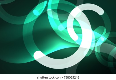 Abstract digital technology background, round shape with glowing effects on dark space