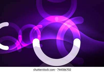 Abstract digital technology background, round shape with glowing effects on dark space