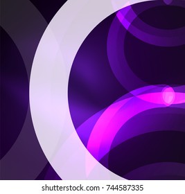 Abstract digital technology background, round shape with glowing effects on dark space