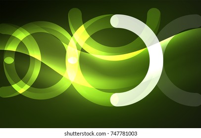 Abstract digital technology background, round shape with glowing effects on dark space