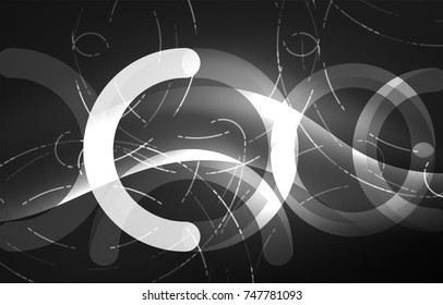 Resumen del fondo de la tecnología digital, forma redonda con efectos brillantes en el espacio oscuro