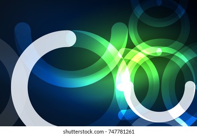 Abstract digital technology background, round shape with glowing effects on dark space