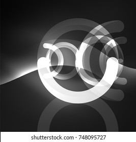 Abstract digital technology background, round shape with glowing effects on dark space