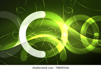 Resumen del fondo de la tecnología digital, forma redonda con efectos brillantes en el espacio oscuro